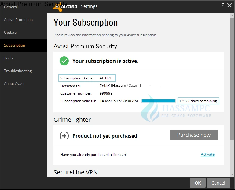 Avast Premium Security license file 2050